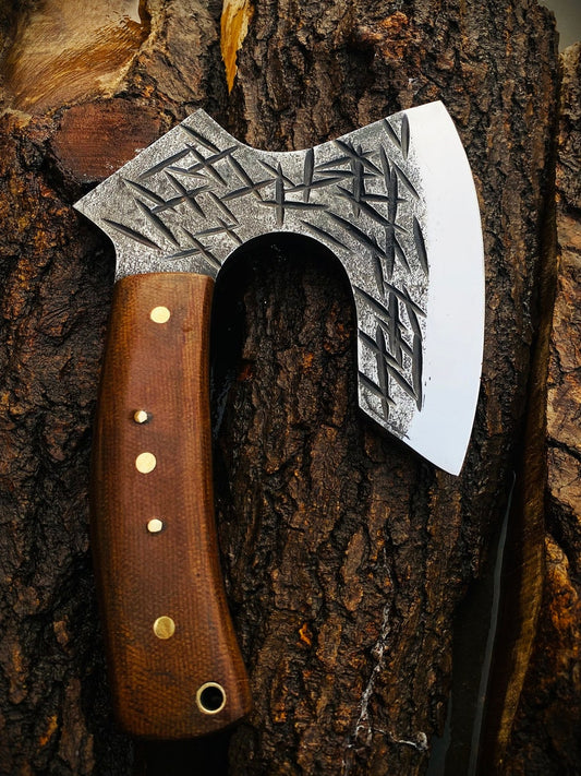 Handmade Spring Steel Camping Axe – Forged Outdoor Hatchet with Hardwood Handle Arham Cutlery