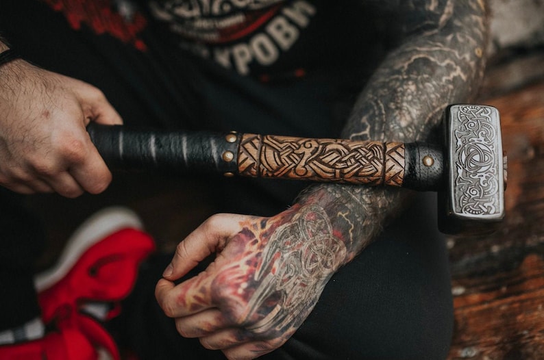 Custom Handmade Viking War Hammer – 5kg Forged Steel Hammer with Oak Wood Handle Arham Cutlery