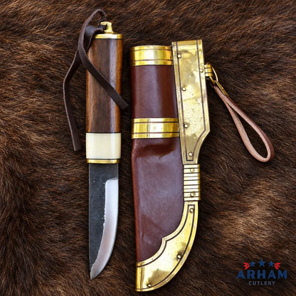 Gotland Ironcrest Viking Knife – Carbon Steel & Walnut Bone Handle Arham Cutlery