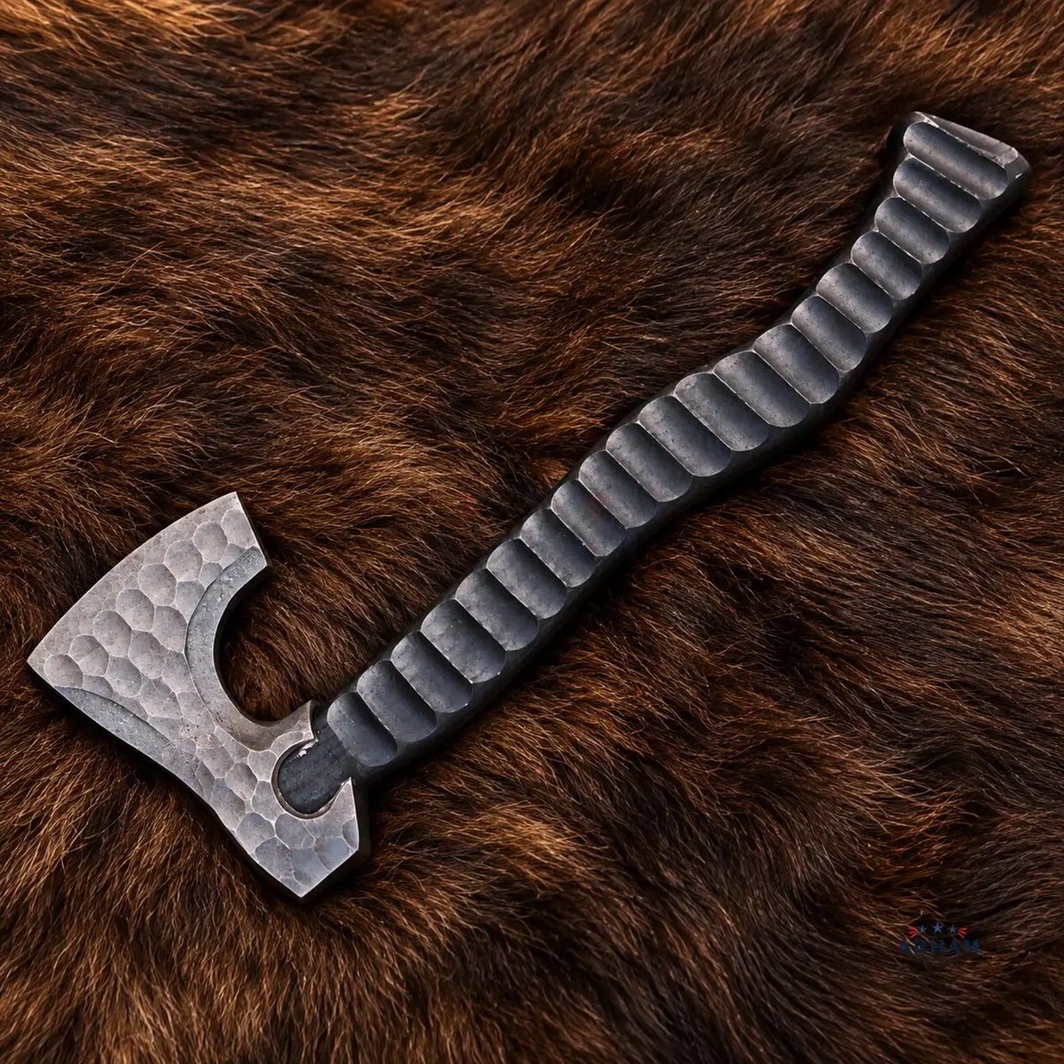 Rosewood Ravencrest™ Hand-Forged Viking Axe – Carbon Steel & Rosewood Handle Arham Cutlery