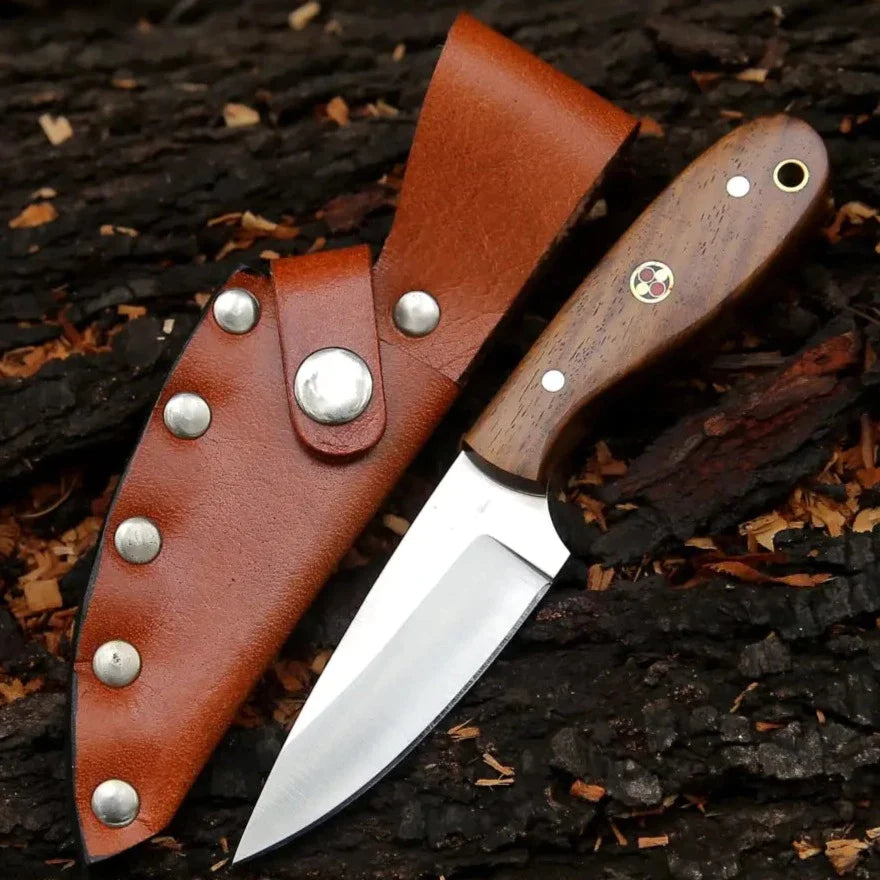 Hand Forged Full Tang Skinner Knife - Walnut Wood Handle - D2 Steel- 7 inches - Arham Cutlery