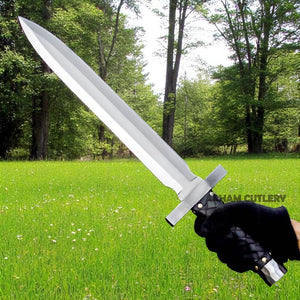 Hand-Forged J2 Steel Short Sword with Leather Sheath – 17” Tactical Combat Blade