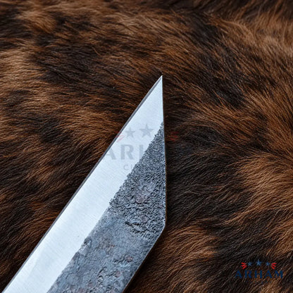 Walnutforge Ravencrest™ Carbon Steel Seax – Walnut Handle & Brass Accents Arham Cutlery