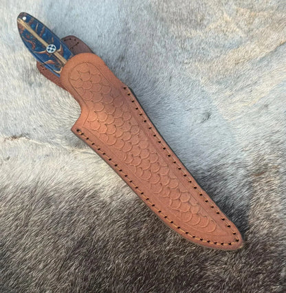 Handmade Carbon Steel Fillet & Fishing Knife with Hardwood Handle & Leather Sheath | Arham Cutlery