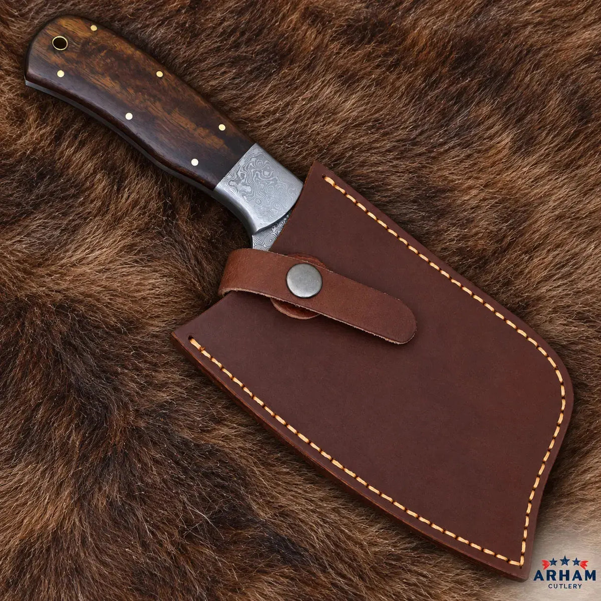Rosewood Forgecleaver Damascus Cleaver Knife – 6" Blade Arham Cutlery