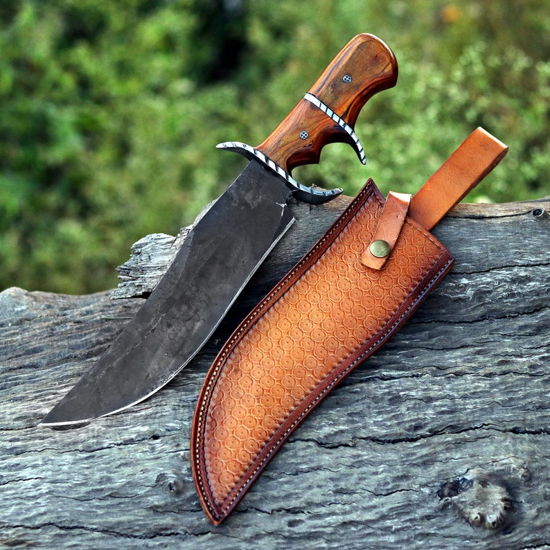 Handmade D2 Steel Bowie Hunting Knife – Pakka Wood Handle with Leather Sheath | Arham Cutlery