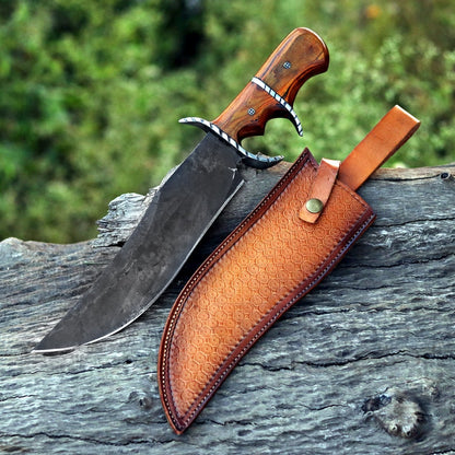 Handmade D2 Steel Bowie Hunting Knife – Pakka Wood Handle with Leather Sheath | Arham Cutlery