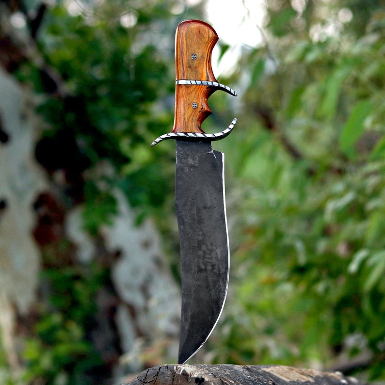 Handmade D2 Steel Bowie Hunting Knife – Pakka Wood Handle with Leather Sheath | Arham Cutlery