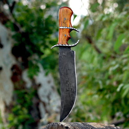 Handmade D2 Steel Bowie Hunting Knife – Pakka Wood Handle with Leather Sheath | Arham Cutlery
