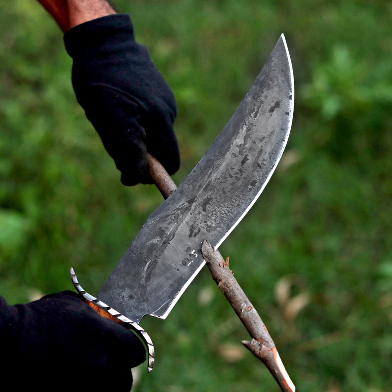 Handmade D2 Steel Bowie Hunting Knife – Pakka Wood Handle with Leather Sheath | Arham Cutlery