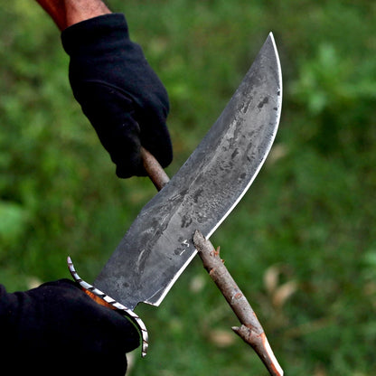 Handmade D2 Steel Bowie Hunting Knife – Pakka Wood Handle with Leather Sheath | Arham Cutlery