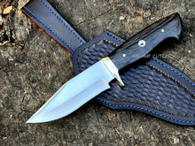 Cargar imagen en el visor de la galería, Handmade D2 Steel Hunting Knife with Brass Bolster &amp; Wenge Wood Handle – Arham Cutlery
