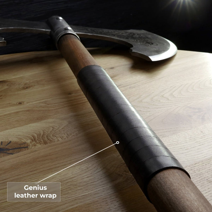 Jotungard Norse Double-Headed Axe – 36" Handmade Viking Battle Axe with Ash Wood Handle Arham Cutlery