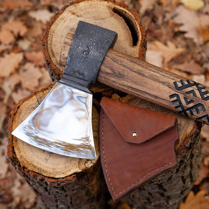 Carpathian Heritage Valashka Axe – Handmade Ethnic Carbon Steel Hatchet with Ash Wood Handle Arham Cutlery