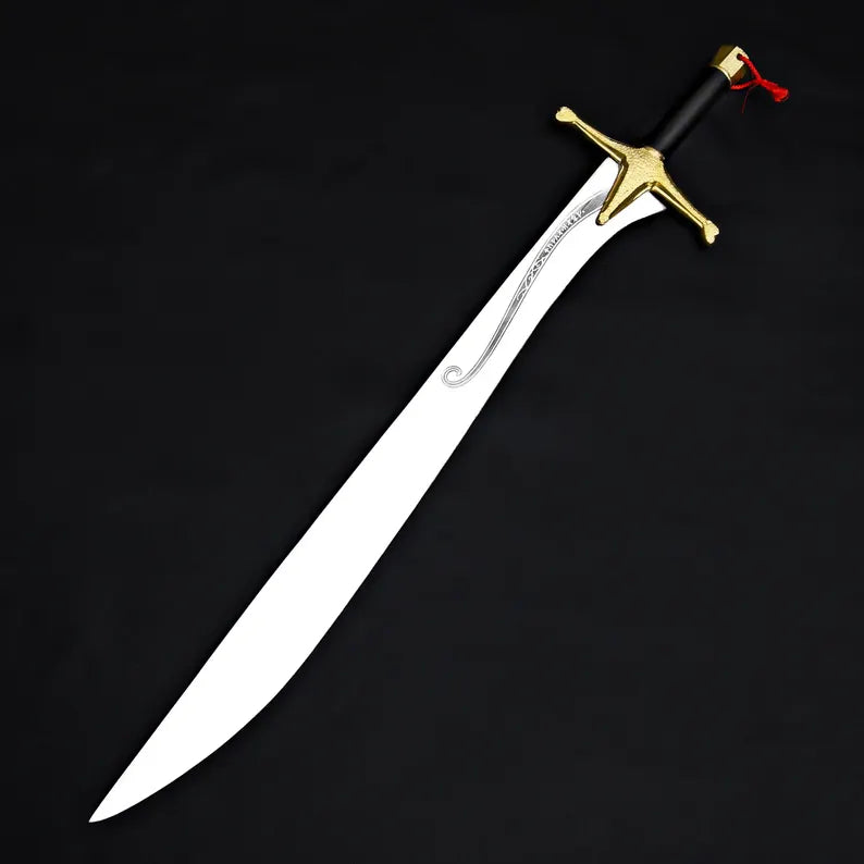 Handmade Fantasy Warrior Sword – Curved J2 Steel Blade with Brass Guard & Leather Sheath | Arham Cutlery
