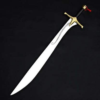 Handmade Fantasy Warrior Sword – Curved J2 Steel Blade with Brass Guard & Leather Sheath | Arham Cutlery
