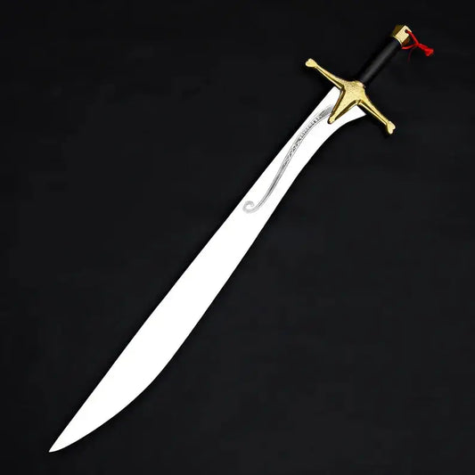 Handmade Fantasy Warrior Sword – Curved J2 Steel Blade with Brass Guard & Leather Sheath | Arham Cutlery - Arham Cutlery