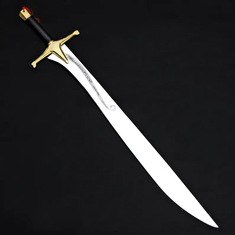 Handmade Fantasy Warrior Sword – Curved J2 Steel Blade with Brass Guard & Leather Sheath | Arham Cutlery