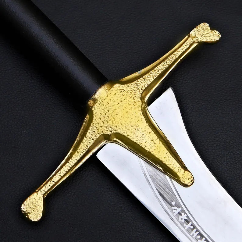 Handmade Fantasy Warrior Sword – Curved J2 Steel Blade with Brass Guard & Leather Sheath | Arham Cutlery