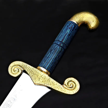 Handmade Fantasy Warrior Sword – Curved J2 Steel Blade with Brass Guard & Leather Sheath