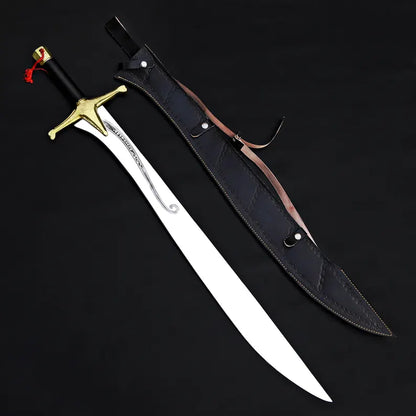 Handmade Fantasy Warrior Sword – Curved J2 Steel Blade with Brass Guard & Leather Sheath | Arham Cutlery