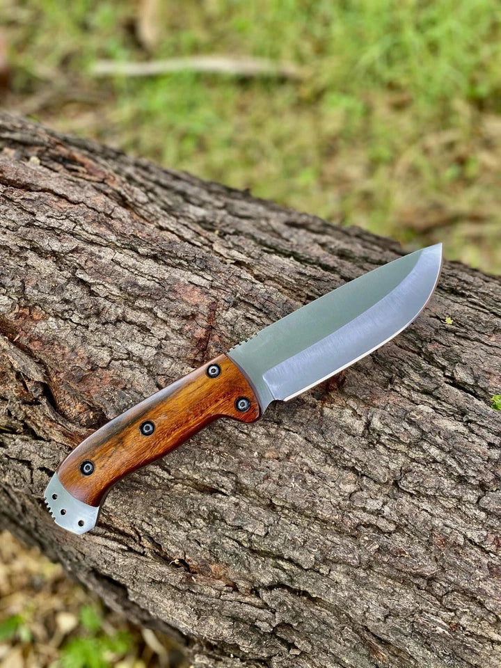 Handmade Fixed Blade Bushcraft Knife – Full Tang Stainless Steel Outdoor Knife with Leather Sheath | Arham Cutlery