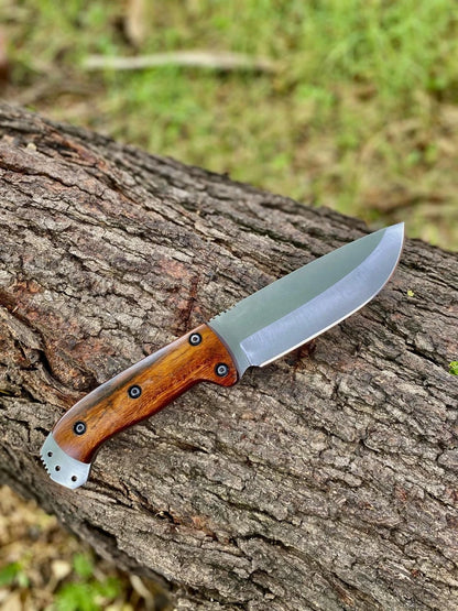 Handmade Fixed Blade Bushcraft Knife – Full Tang Stainless Steel Outdoor Knife with Leather Sheath | Arham Cutlery