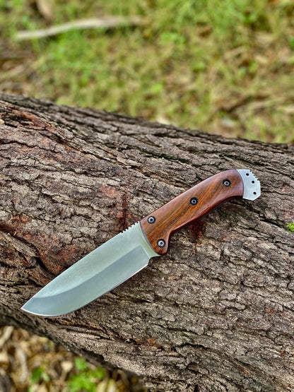 Handmade Fixed Blade Bushcraft Knife – Full Tang Stainless Steel Outdoor Knife with Leather Sheath | Arham Cutlery