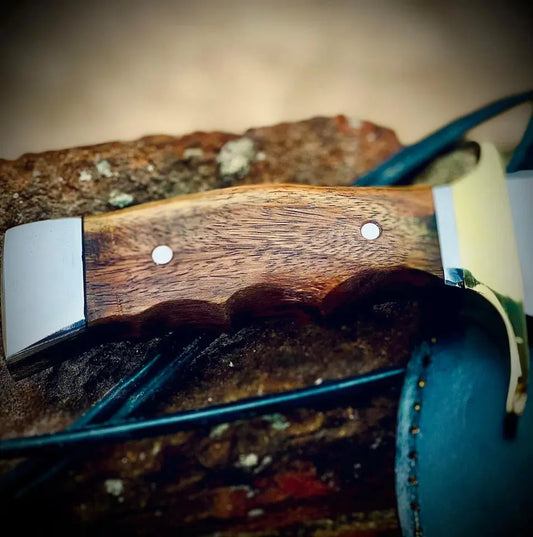 Handmade High Carbon Bowie Hunting Knife with Wood Handle & Leather Sheath | Arham Cutlery - Arham Cutlery