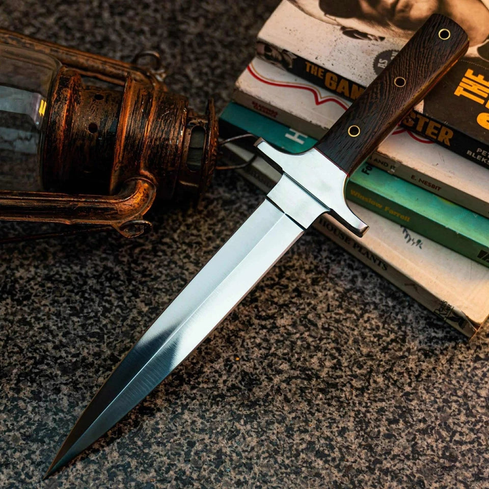 Handmade High Carbon Steel Dagger with Rosewood Handle & Leather Sheath | Arham Cutlery