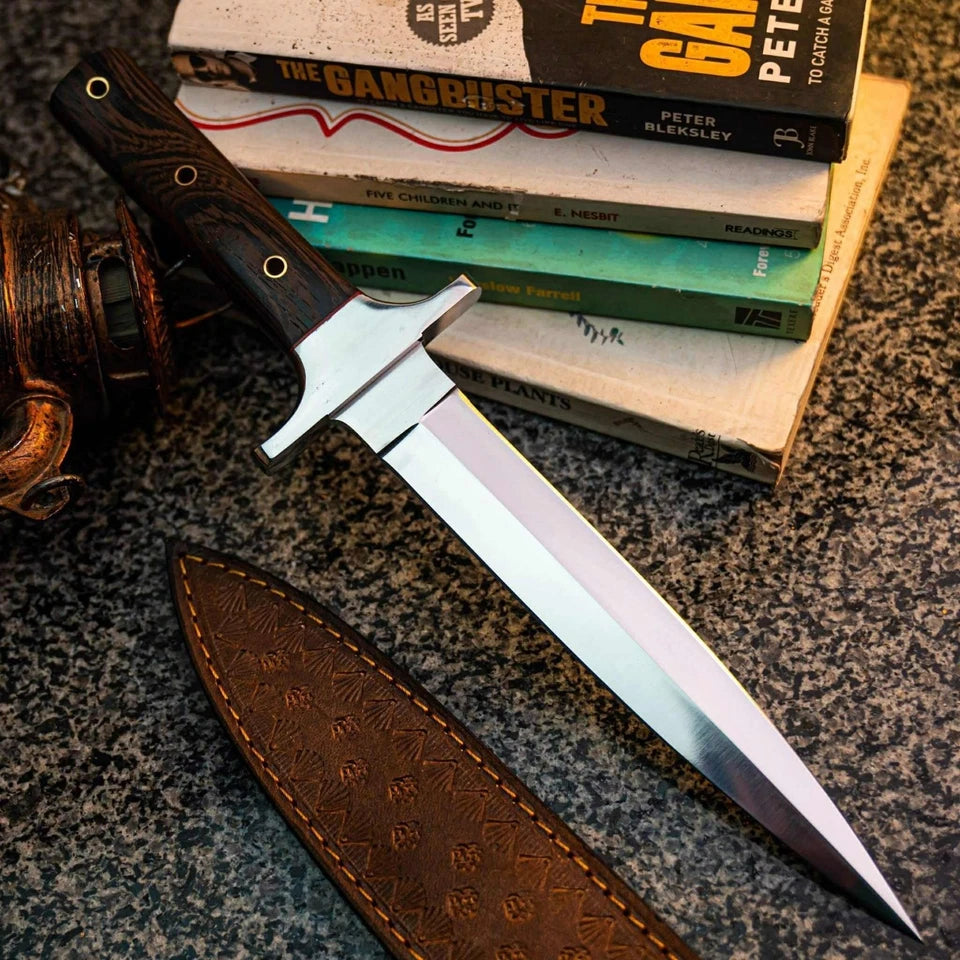Handmade High Carbon Steel Dagger with Rosewood Handle & Leather Sheath | Arham Cutlery