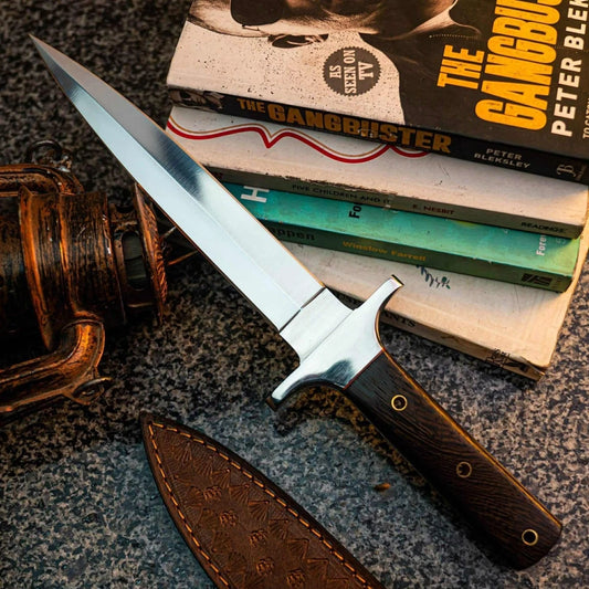 Handmade High Carbon Steel Dagger with Rosewood Handle & Leather Sheath | Arham Cutlery