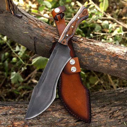 Handmade J2 Steel Hunting Knife – Fixed Blade with Pakka Wood Handle & Leather Sheath | Arham Cutlery