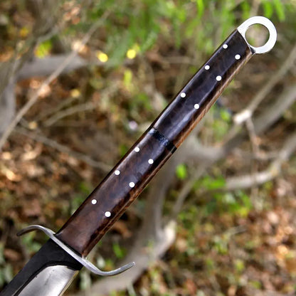 Handmade J2 Steel Long Blade Machete with Wood & Resin Handle | Hair-On Leather Sheath – Arham Cutlery