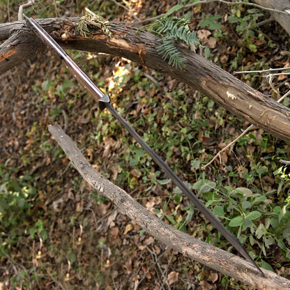 Handmade J2 Steel Long Blade Machete with Wood & Resin Handle | Hair-On Leather Sheath – Arham Cutlery