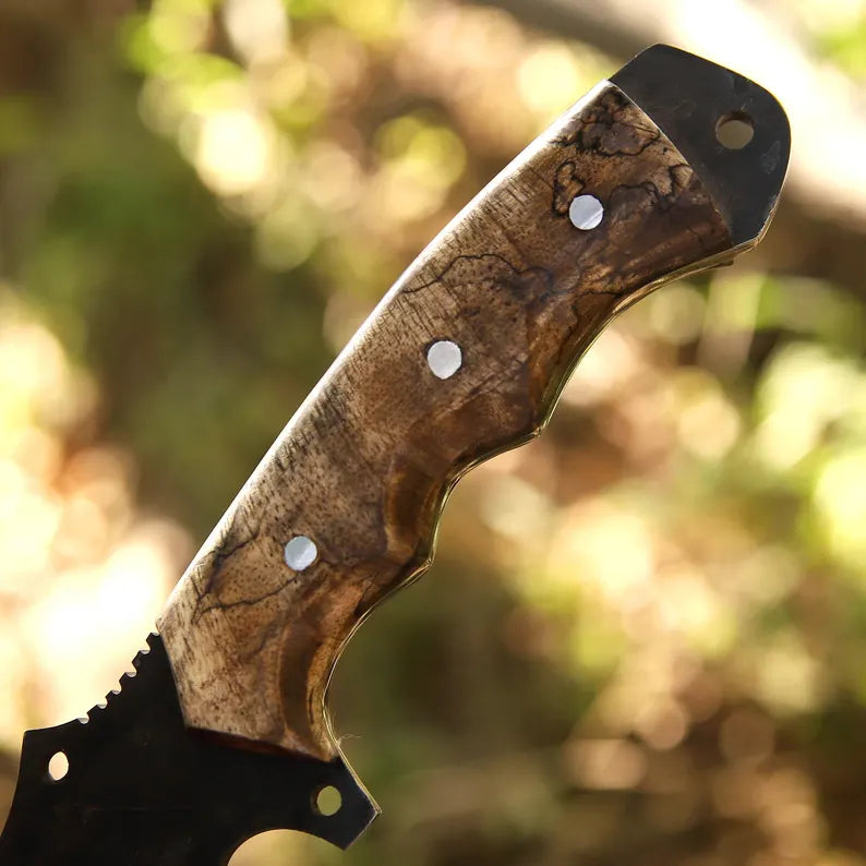 Handmade J2 Steel Skinner Knife – Full Tang Blade with Olive Wood Handle & Leather Sheath