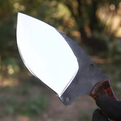 Handmade J2 Steel Skinner Knife with Textured Pakkah Wood Handle & Leather Sheath | Arham Cutlery