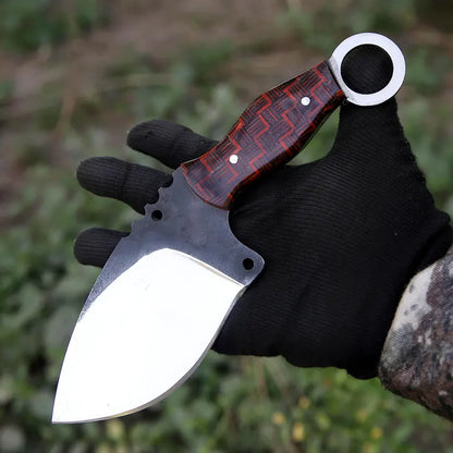 Handmade J2 Steel Skinner Knife with Textured Pakkah Wood Handle & Leather Sheath | Arham Cutlery