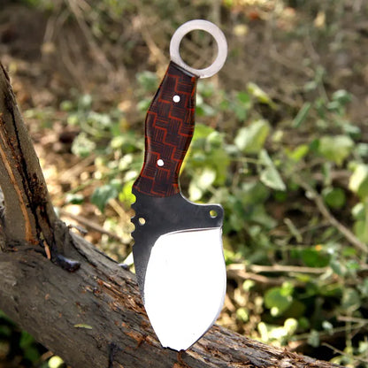 Handmade J2 Steel Skinner Knife with Textured Pakkah Wood Handle & Leather Sheath | Arham Cutlery