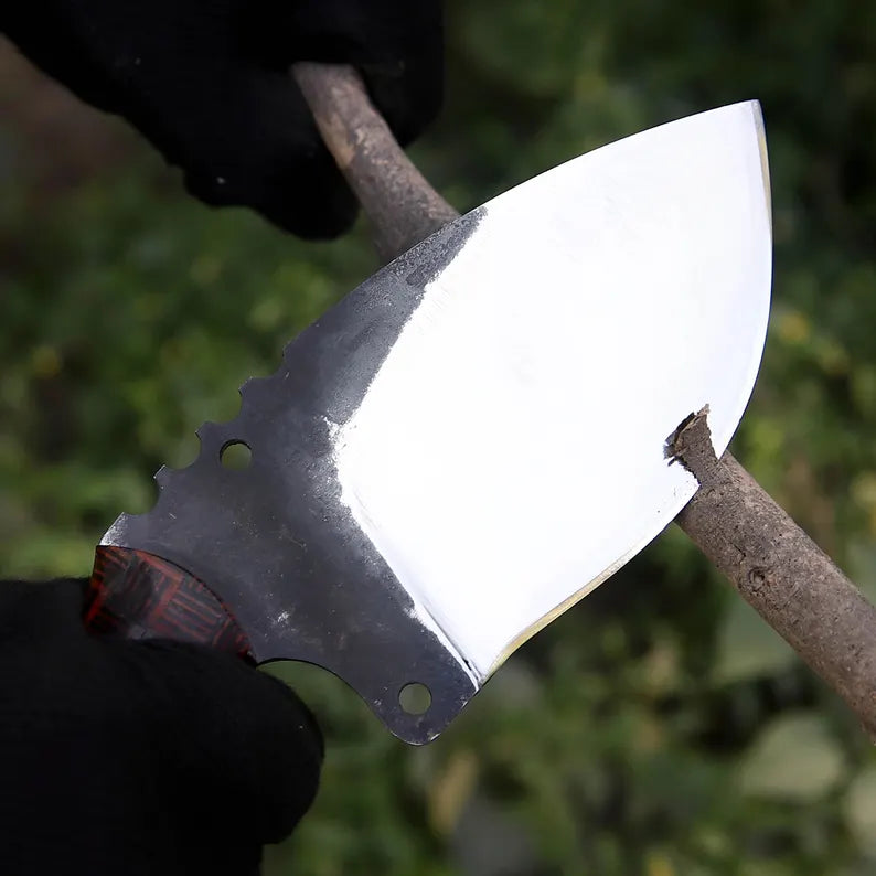 Handmade J2 Steel Skinner Knife with Textured Pakkah Wood Handle & Leather Sheath | Arham Cutlery