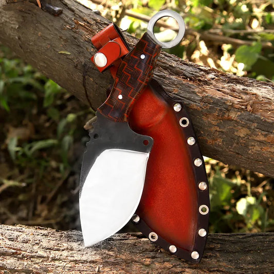 Handmade J2 Steel Skinner Knife with Textured Pakkah Wood Handle & Leather Sheath | Arham Cutlery
