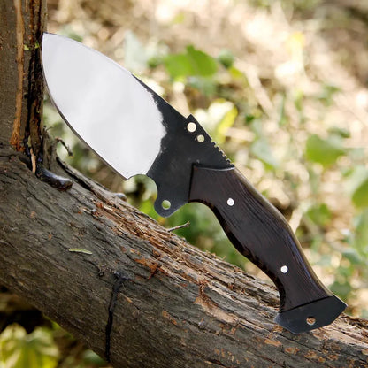 Handmade J2 Steel Skinner Knife – Full Tang Blade with Wenge Wood Handle & Leather Sheath