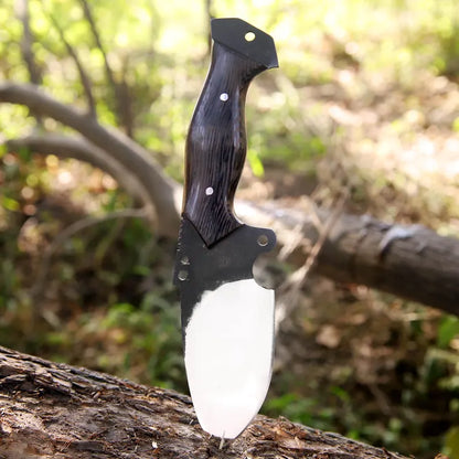 Handmade J2 Steel Skinner Knife – Full Tang Blade with Wenge Wood Handle & Leather Sheath