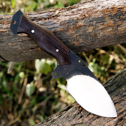 Handmade J2 Steel Skinner Knife – Full Tang Blade with Wenge Wood Handle & Leather Sheath