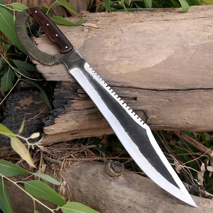 Handmade J2 Steel Survival Machete with Sawback Spine & Resin Handle | Leather Sheath – Arham Cutlery