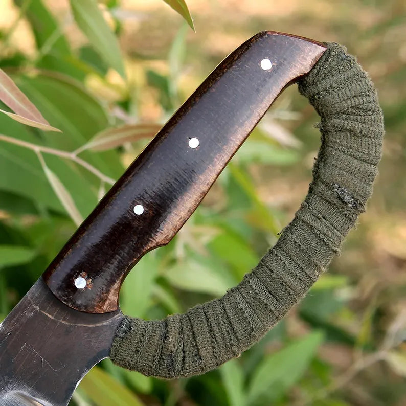 Handmade J2 Steel Survival Machete with Sawback Spine & Resin Handle | Leather Sheath – Arham Cutlery
