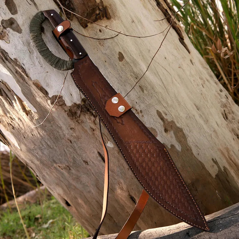Handmade J2 Steel Survival Machete with Sawback Spine & Resin Handle | Leather Sheath – Arham Cutlery