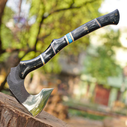 Handmade Forged Viking Axe – 1095 High Carbon Steel Bushcraft Hatchet with Leather Sheath | Arham Cutlery