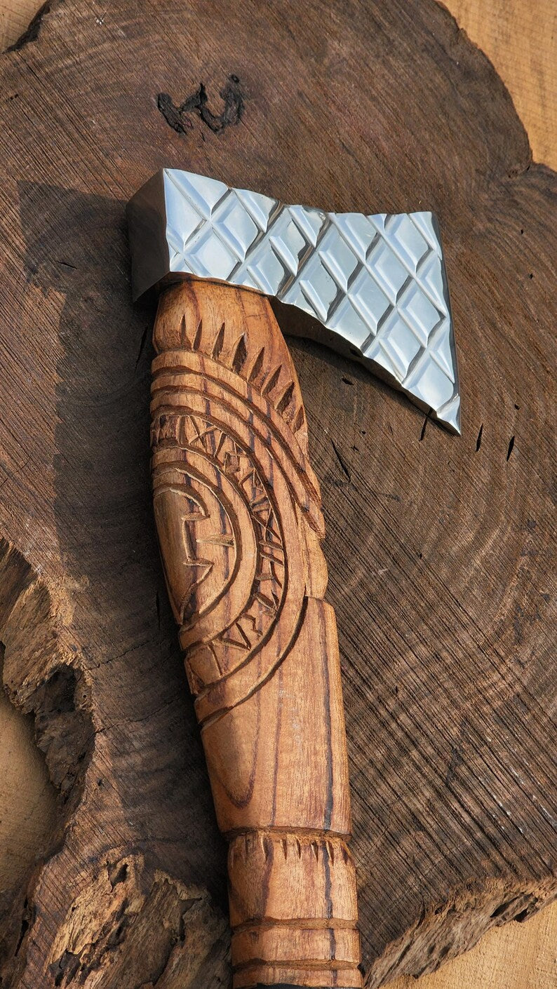 Custom Norse Heritage Axe – Handmade High Carbon Steel Viking Chopper with Leather Sheath Arham Cutlery