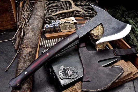 Custom Forged Dane Axe – Premium Viking Survival Hatchet with 52100 Steel Blade & Leather Cover Arham Cutlery